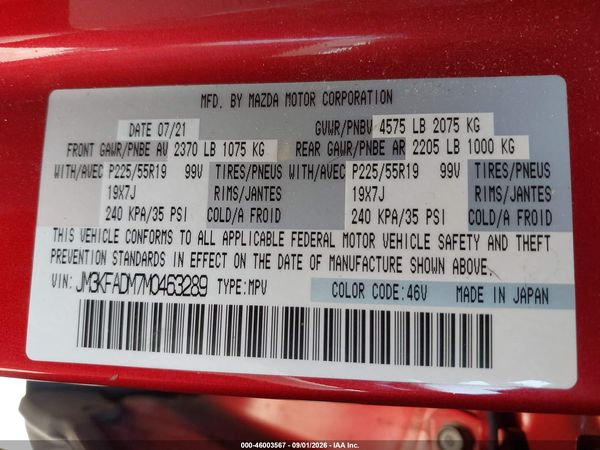 2021 MAZDA CX-5 GRAND TOURING — I9