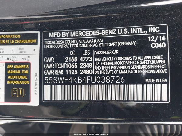 2015 MERCEDES-BENZ C 300 LUXURY 4MATIC — I9