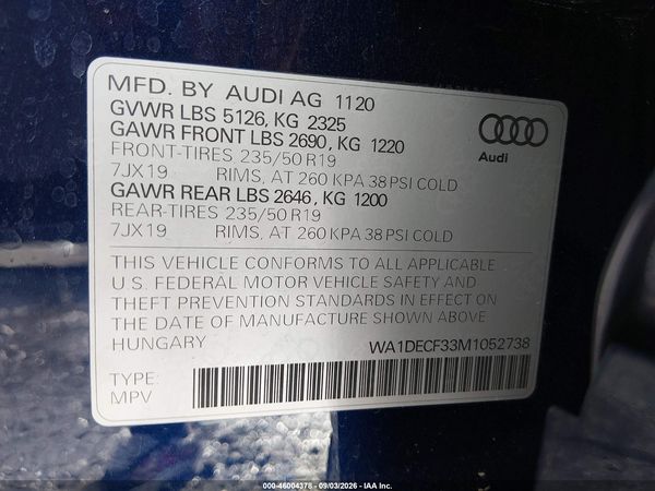 2021 AUDI Q3 — I9