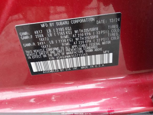 2025 SUBARU CROSSTREK LIMITED — I9