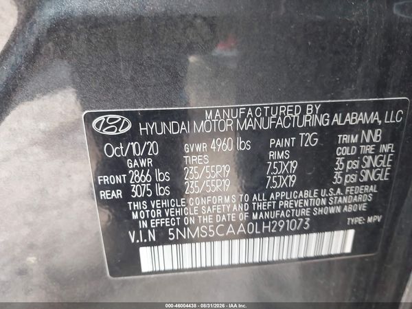 2020 HYUNDAI SANTA FE LIMITED 2.0T — I9