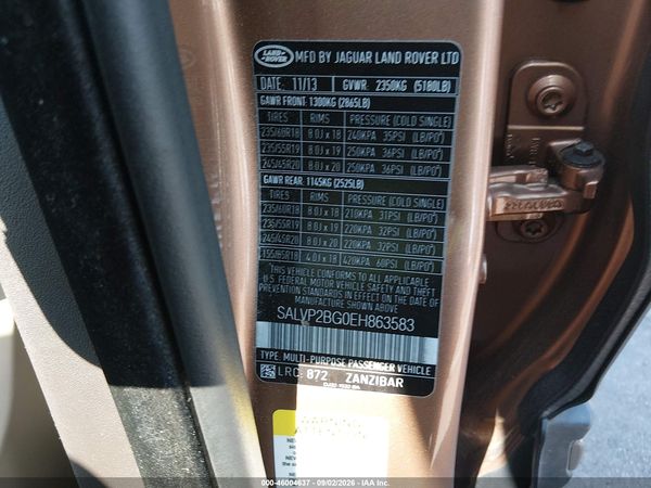 2014 LAND ROVER RANGE ROVER EVOQUE PURE