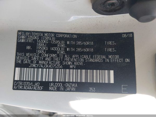 2019 TOYOTA LAND CRUISER V8