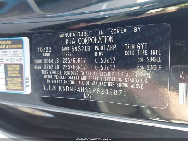 2023 KIA CARNIVAL MPV LX SEAT PACKAGE — I9