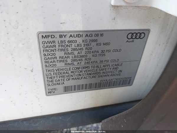 2017 AUDI Q7 3.0T PREMIUM — I9