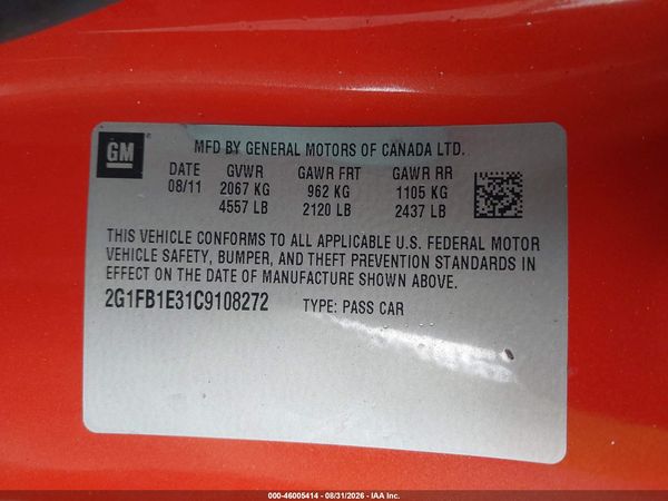 2012 CHEVROLET CAMARO 1LT — I9