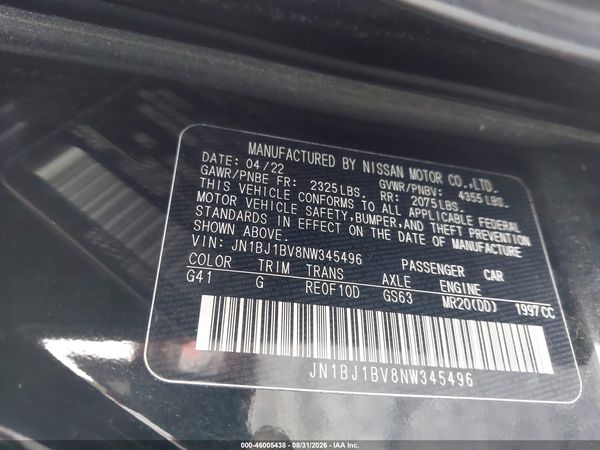 2022 NISSAN ROGUE SPORT SV FWD XTRONIC CVT — I9