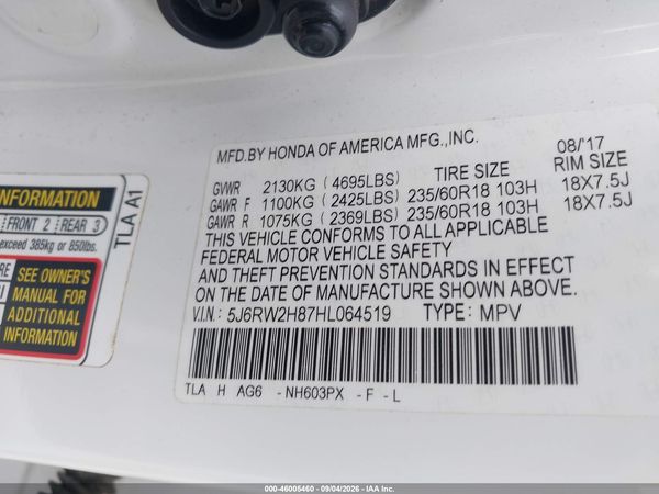 2017 HONDA CR-V EX-L/EX-L NAVI — I9