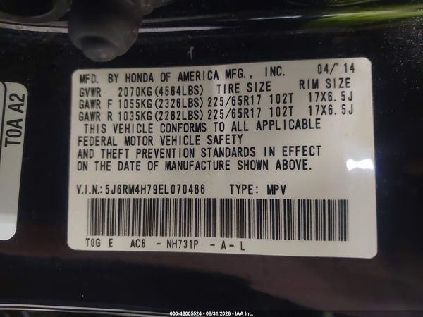 2014 HONDA CR-V EX-L — I9