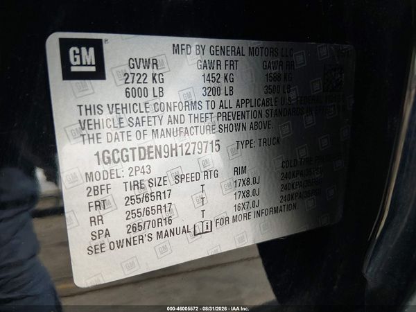 2017 CHEVROLET COLORADO Z71 — I9