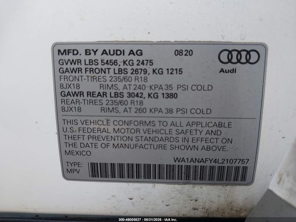 2020 AUDI Q5 — I9