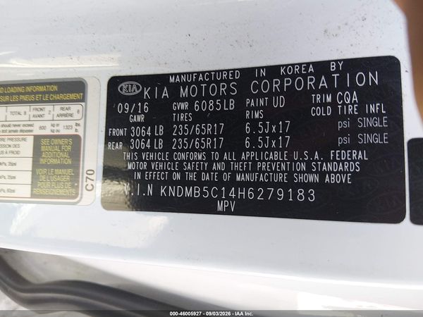 2017 KIA SEDONA LX — I9