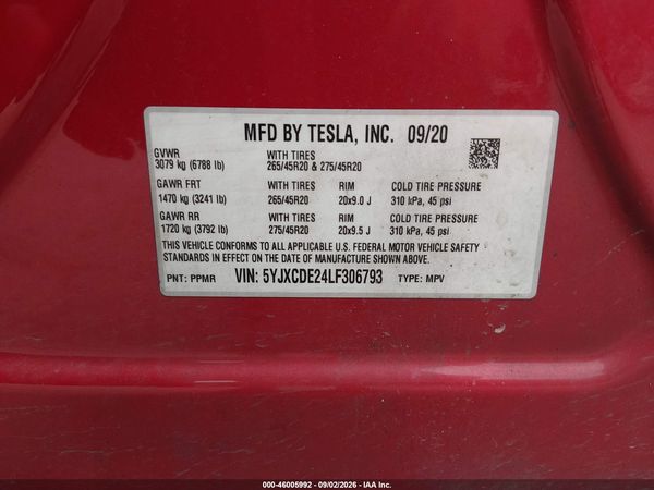 2020 TESLA MODEL X — I9