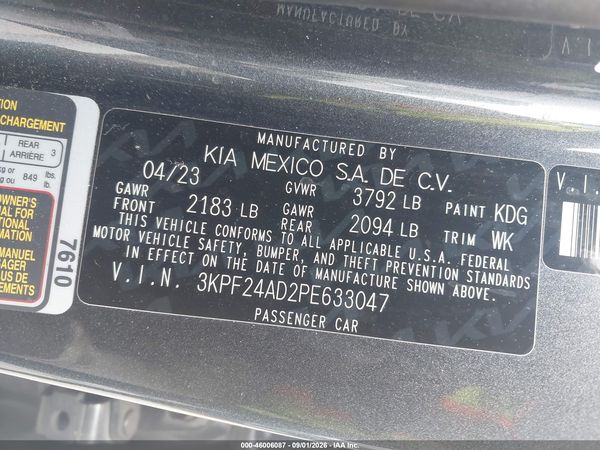 2023 KIA FORTE LXS — I9
