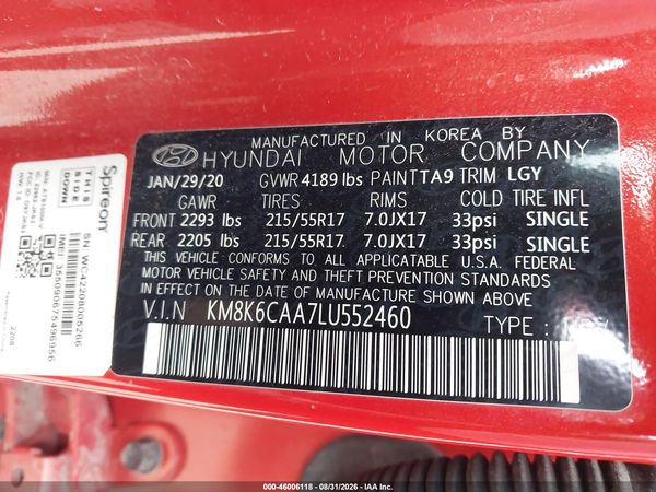2020 HYUNDAI KONA SEL PLUS — I9