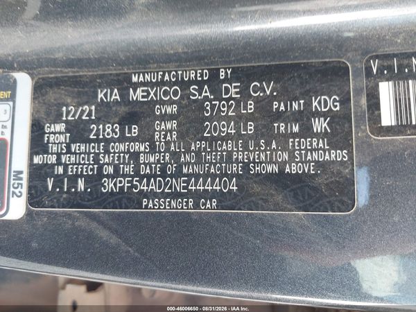 2022 KIA FORTE GT-LINE — I9