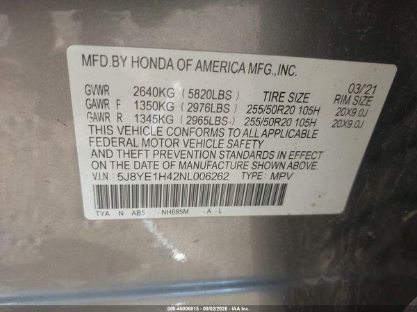 2022 ACURA MDX TECHNOLOGY PACKAGE — I9