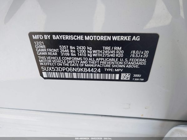 2022 BMW X3 XDRIVE30I — I9