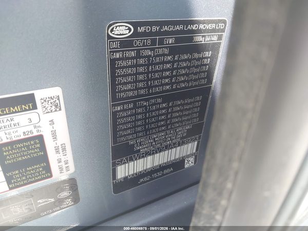 2018 LAND ROVER RANGE ROVER SPORT HSE — I9