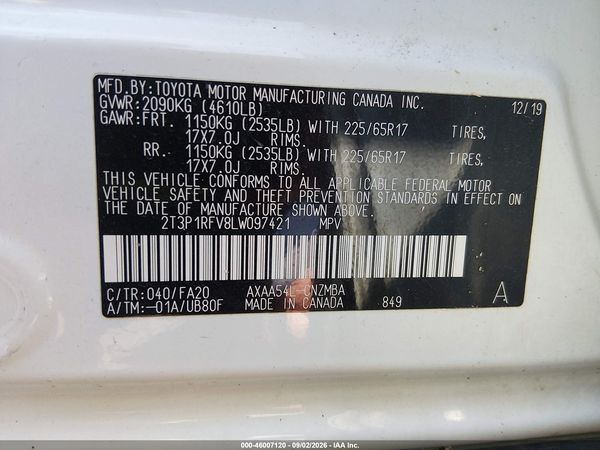 2020 TOYOTA RAV4 XLE — I9
