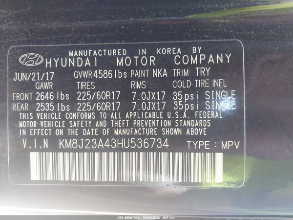 2017 HYUNDAI TUCSON SE — I9