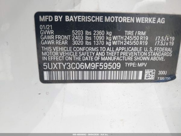 2021 BMW X3 SDRIVE30I — I9