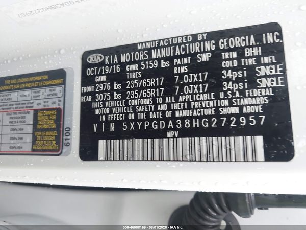 2017 KIA SORENTO 2.4L LX — I9
