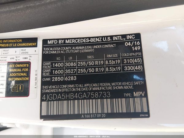 2016 MERCEDES-BENZ GLE 350 4MATIC — I9