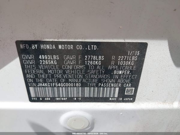 2016 ACURA RLX TECHNOLOGY PACKAGE — I9