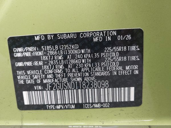 2026 SUBARU CROSSTREK LIMITED — I9