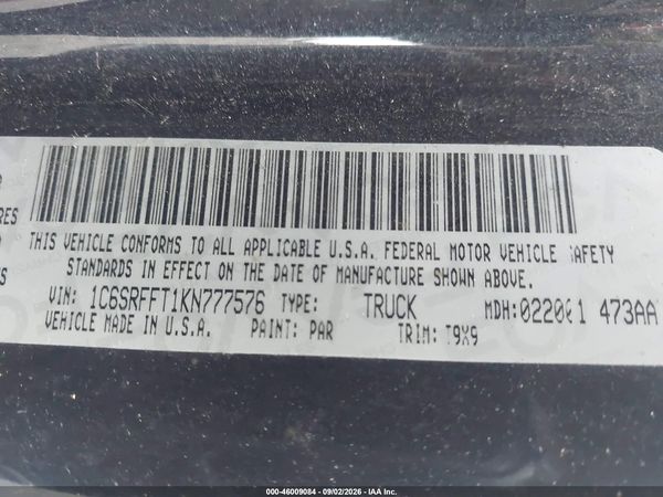 2019 RAM 1500 — I9