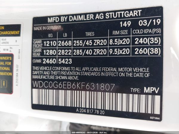 2019 MERCEDES-BENZ AMG GLC 43 4MATIC