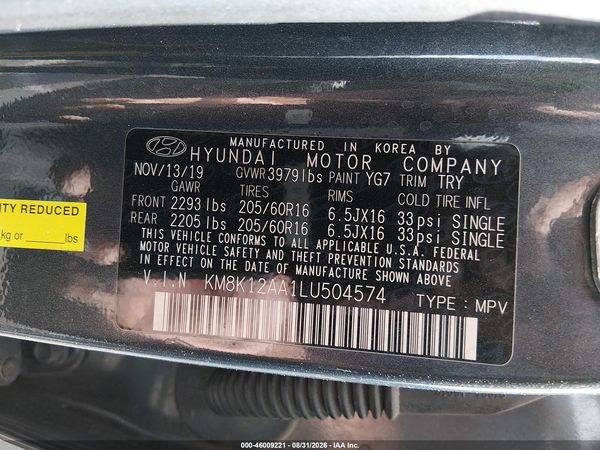 2020 HYUNDAI KONA SE — I9