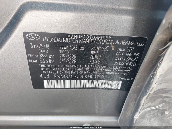 2019 HYUNDAI SANTA FE SEL — I9