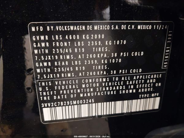2025 VOLKSWAGEN TAOS 1.5T SE BLACK — I9