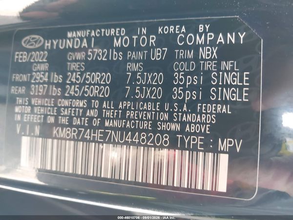 2022 HYUNDAI PALISADE CALLIGRAPHY — I9