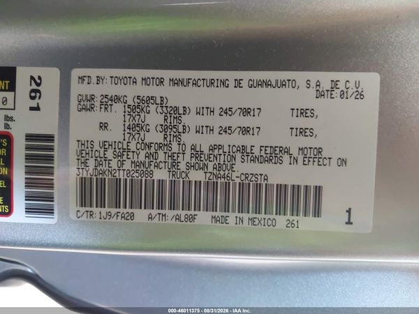2026 TOYOTA TACOMA SR — I9