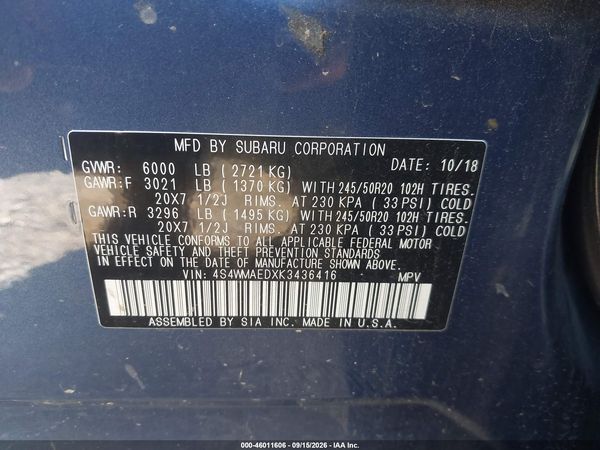 2019 SUBARU ASCENT PREMIUM — I9