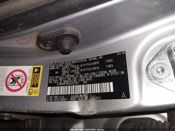 2016 TOYOTA HIGHLANDER LIMITED V6 — I9
