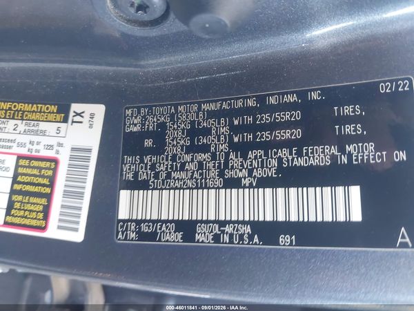 2022 TOYOTA HIGHLANDER XSE — I9