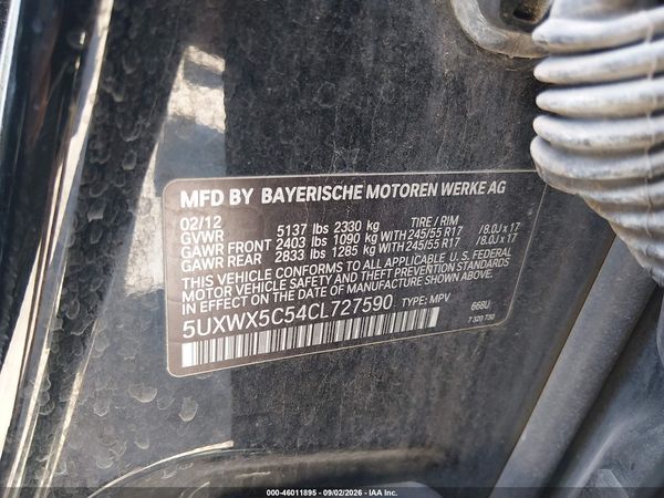 2012 BMW X3 XDRIVE28I — I9