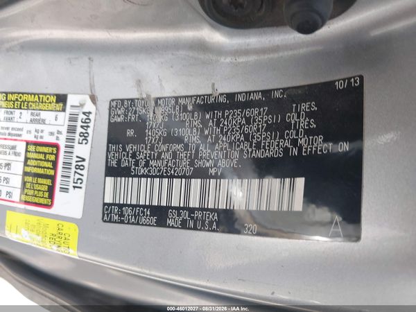 2014 TOYOTA SIENNA LE V6 8 PASSENGER