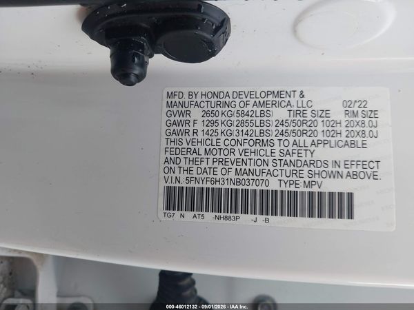 2022 HONDA PILOT AWD SPORT — I152