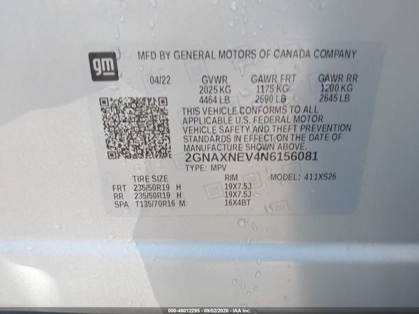 2022 CHEVROLET EQUINOX FWD PREMIER — I9