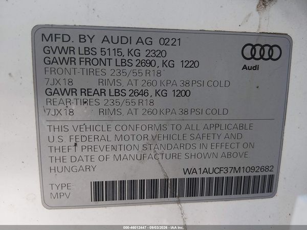 2021 AUDI Q3 — I9