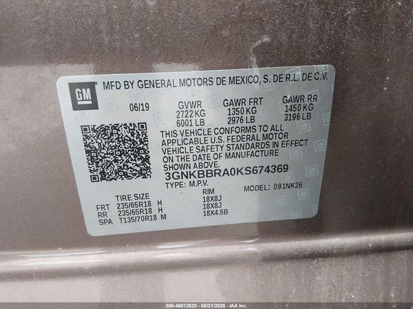 2019 CHEVROLET BLAZER 1LT — I9