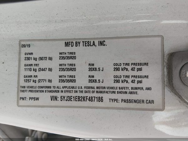 2019 TESLA MODEL 3 LONG RANGE/PERFORMANCE — I9