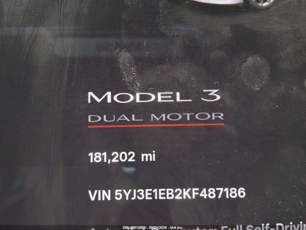 2019 TESLA MODEL 3 LONG RANGE/PERFORMANCE — I118
