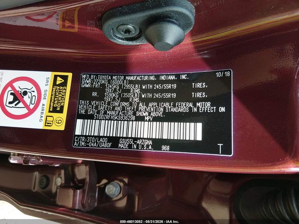 2019 TOYOTA HIGHLANDER LIMITED PLATINUM