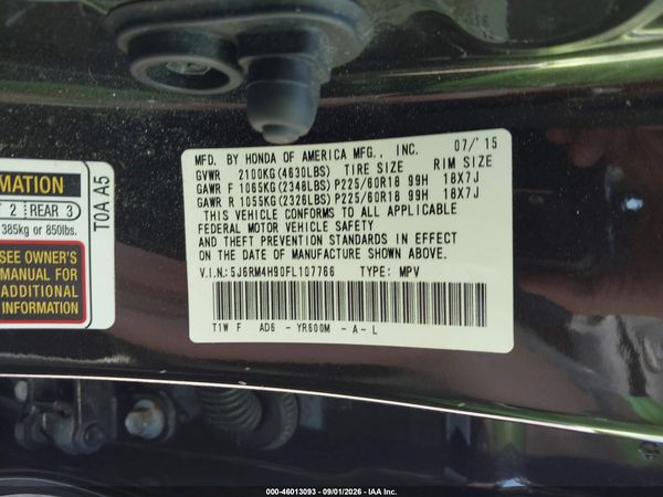 2015 HONDA CR-V TOURING — I9